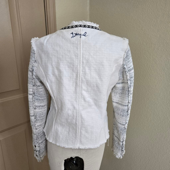 Chase White Woven Chase Smart Jacket Desigual Style 72E2YG4 Sz 8 40 - Picture 7 of 10